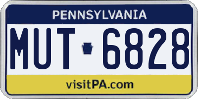 PA license plate MUT6828