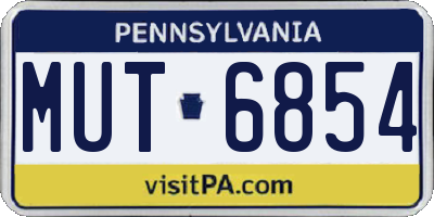 PA license plate MUT6854