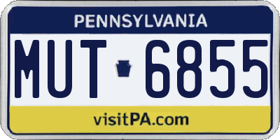 PA license plate MUT6855