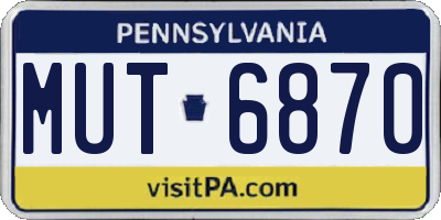 PA license plate MUT6870