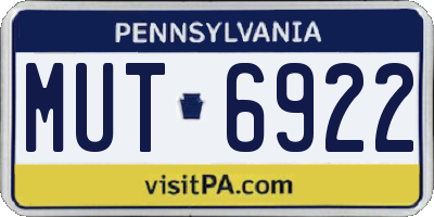 PA license plate MUT6922