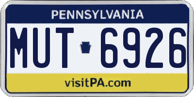 PA license plate MUT6926