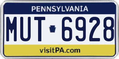 PA license plate MUT6928