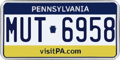 PA license plate MUT6958