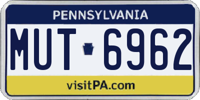 PA license plate MUT6962