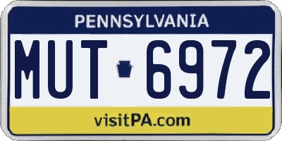 PA license plate MUT6972