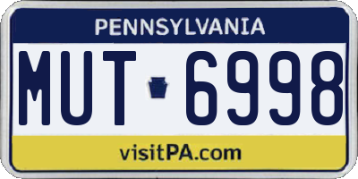 PA license plate MUT6998