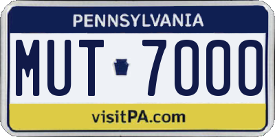 PA license plate MUT7000