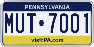 PA license plate MUT7001