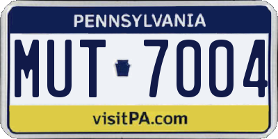 PA license plate MUT7004