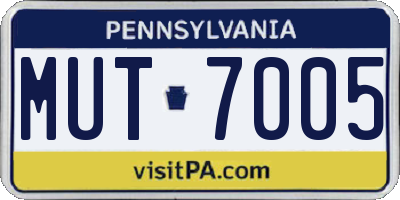 PA license plate MUT7005