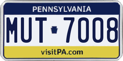 PA license plate MUT7008