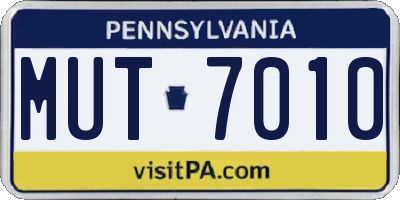 PA license plate MUT7010