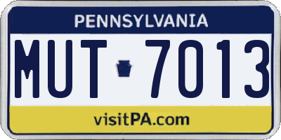 PA license plate MUT7013