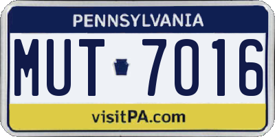 PA license plate MUT7016