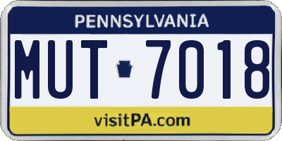 PA license plate MUT7018