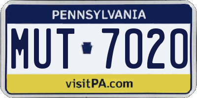 PA license plate MUT7020