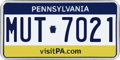 PA license plate MUT7021
