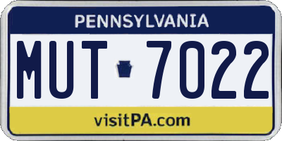 PA license plate MUT7022