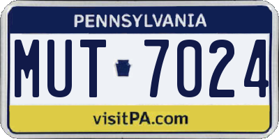 PA license plate MUT7024