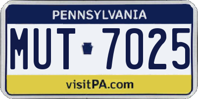 PA license plate MUT7025