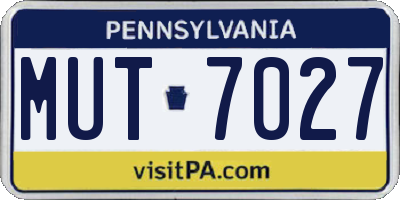 PA license plate MUT7027