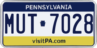 PA license plate MUT7028