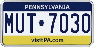PA license plate MUT7030