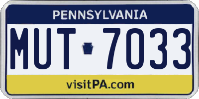 PA license plate MUT7033