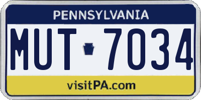 PA license plate MUT7034