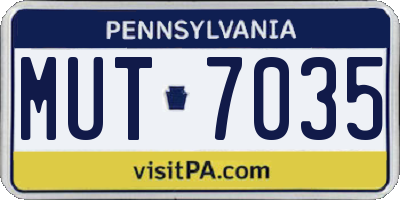 PA license plate MUT7035
