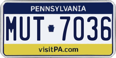 PA license plate MUT7036