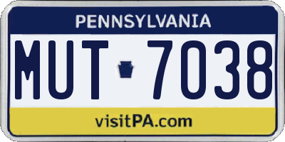 PA license plate MUT7038