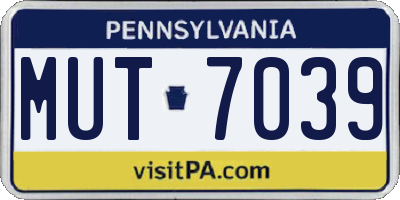 PA license plate MUT7039
