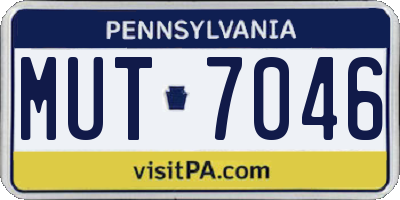 PA license plate MUT7046