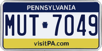 PA license plate MUT7049