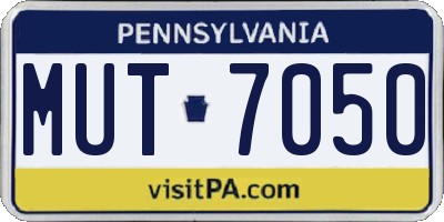 PA license plate MUT7050