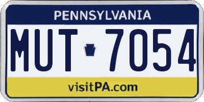 PA license plate MUT7054
