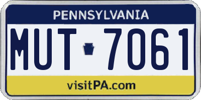 PA license plate MUT7061