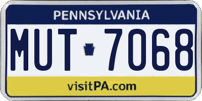 PA license plate MUT7068