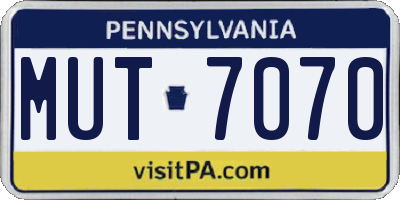 PA license plate MUT7070