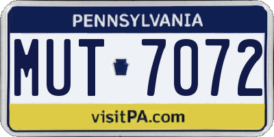 PA license plate MUT7072