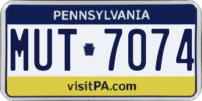 PA license plate MUT7074