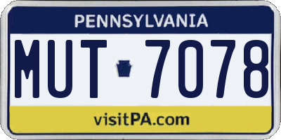 PA license plate MUT7078