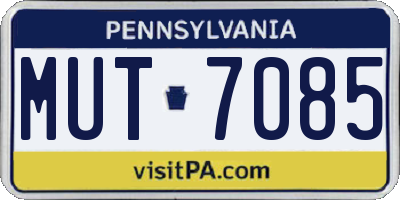 PA license plate MUT7085