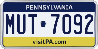 PA license plate MUT7092
