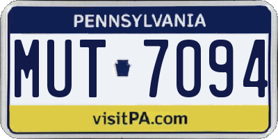 PA license plate MUT7094