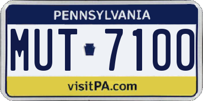 PA license plate MUT7100