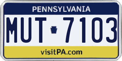 PA license plate MUT7103