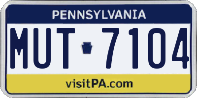 PA license plate MUT7104